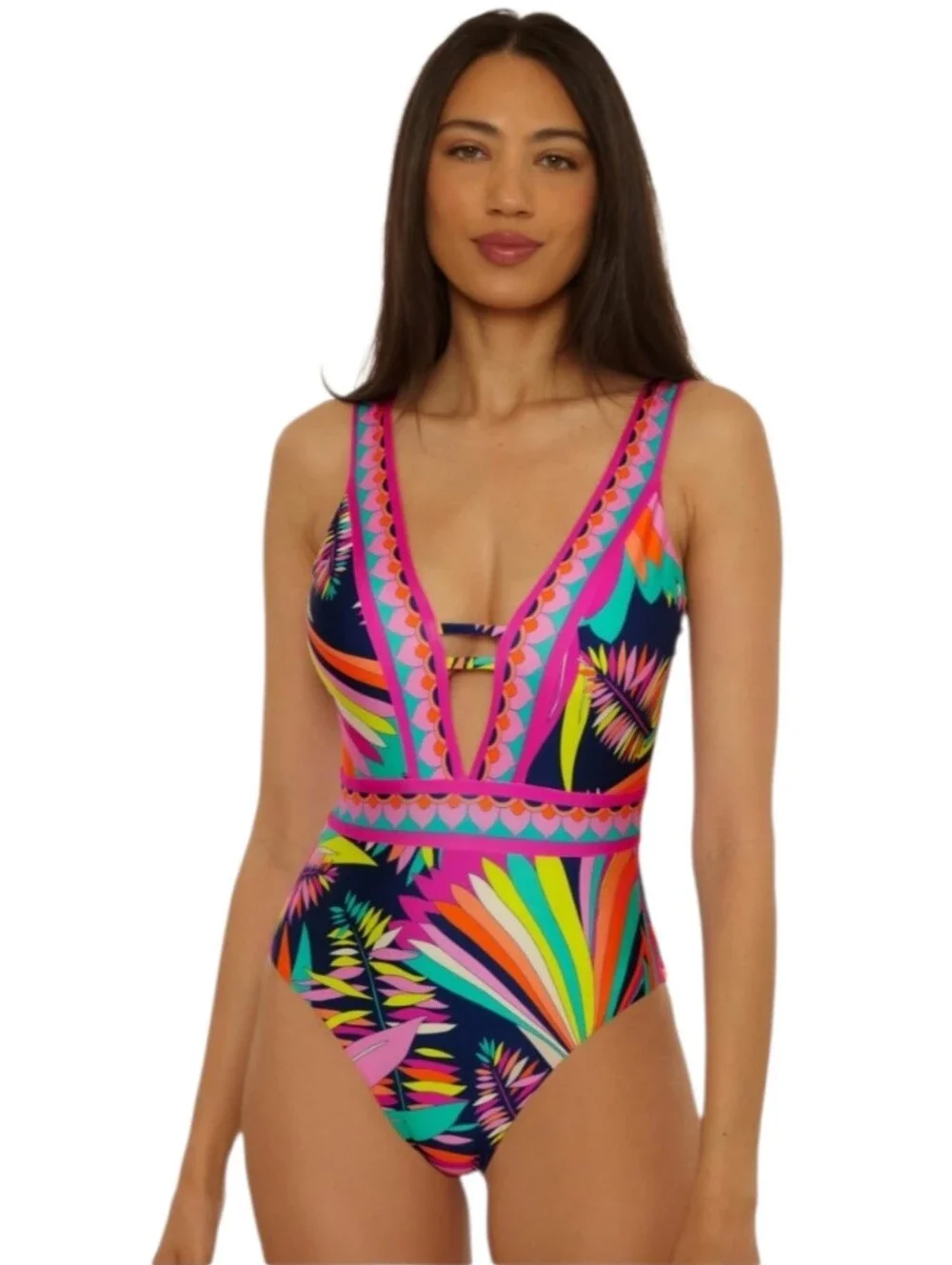 Trina Turk Paralia Plunge Neck One Piece